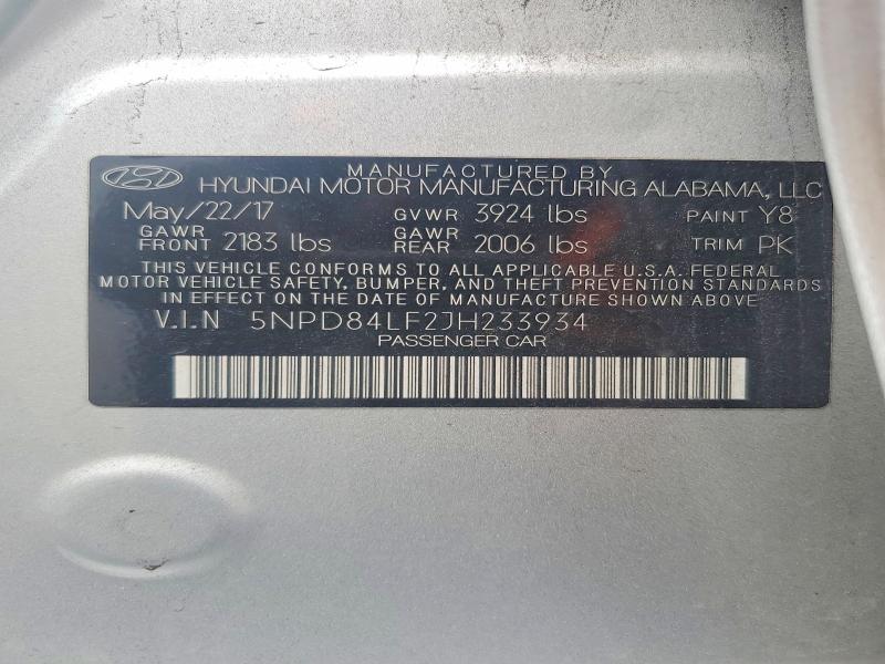 Продаж на аукціоні авто 2018 Hyundai Elantra, vin: 5NPD84LF2JH233934, номер лоту: 57513036