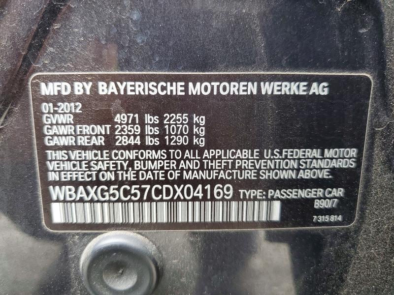 85962815 :رقم المزاد ، WBAXG5C57CDX04169 vin ، 2012 Bmw 528 مزاد بيع