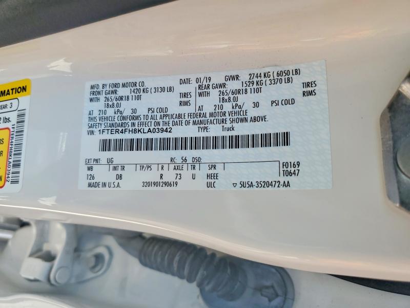 57604566 :رقم المزاد ، 1FTER4FH8KLA03942 vin ، 2019 Ford Ranger مزاد بيع