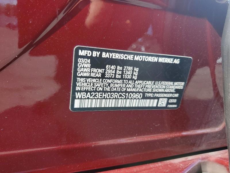 Aukcja sprzedaży 2024 Bmw 740, vin: WBA23EH03RCS10960, numer aukcji: 56885346