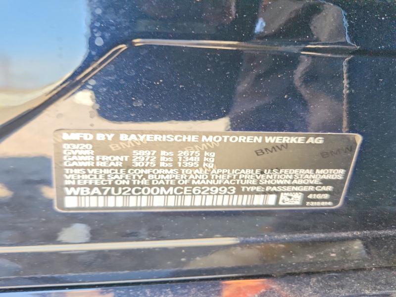 Aukcja sprzedaży 2021 Bmw 750, vin: WBA7U2C00MCE62993, numer aukcji: 58932076