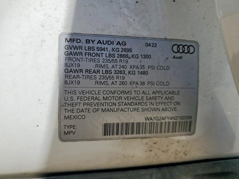 Продажа на аукционе авто 2022 Audi Q5 E, vin: WA1G2AFY4N2100359, номер лота: 53545216