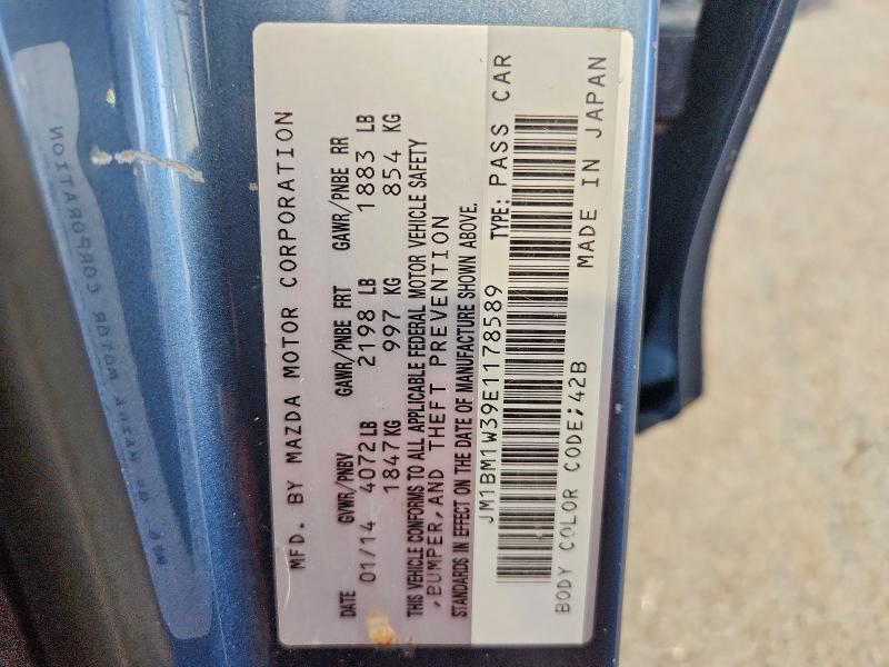 Продажа на аукционе авто 2014 Mazda 3, vin: JM1BM1W39E1178589, номер лота: 59542826