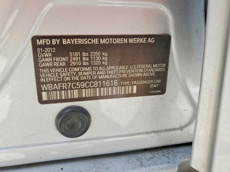 2012 Bmw 535 მანქანა იყიდება აუქციონზე, vin: WBAFR7C59CC811618, აუქციონის ნომერი: 57630016