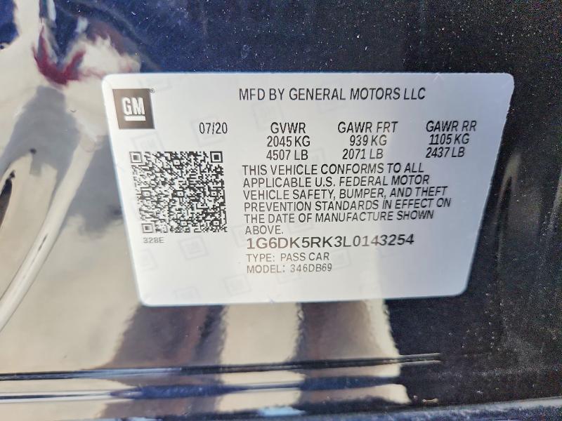 2020 Cadillac Ct4 მანქანა იყიდება აუქციონზე, vin: 1G6DK5RK3L0143254, აუქციონის ნომერი: 55831656