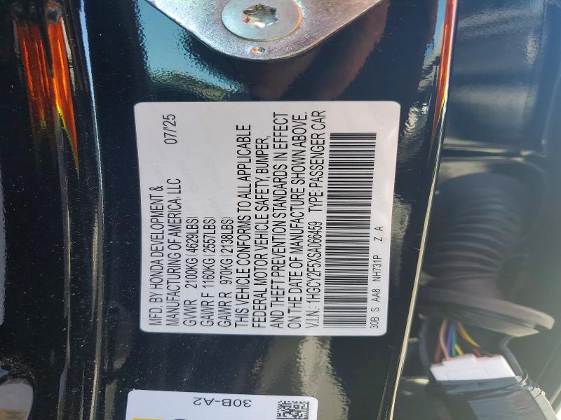 Продаж на аукціоні авто 2025 Honda Accord, vin: 1HGCY2F5XSA066459, номер лоту: 57682406