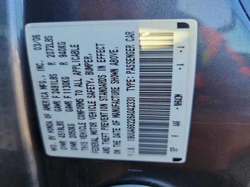 Aukcja sprzedaży 2006 Acura 3.2tl, vin: 19UUA66226A042331, numer aukcji: 56185376
