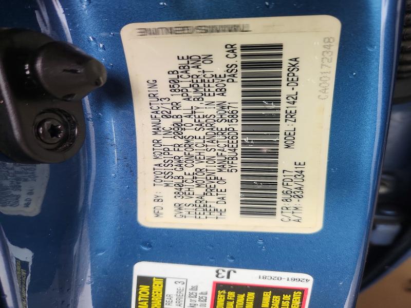 56845586 :رقم المزاد ، 5YFBU4EE6DP158671 vin ، 2013 Toyota Corolla مزاد بيع