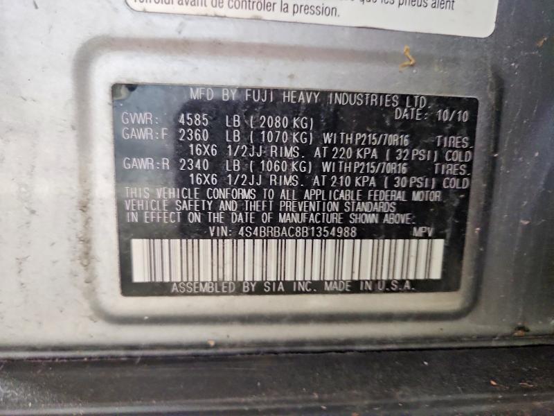 Продажа на аукционе авто 2011 Subaru Outback, vin: 4S4BRBAC8B1354988, номер лота: 56580186