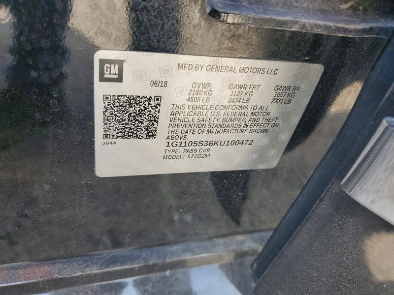 Продажа на аукционе авто 2019 Chevrolet Impala, vin: 1G1105S36KU100472, номер лота: 59353696