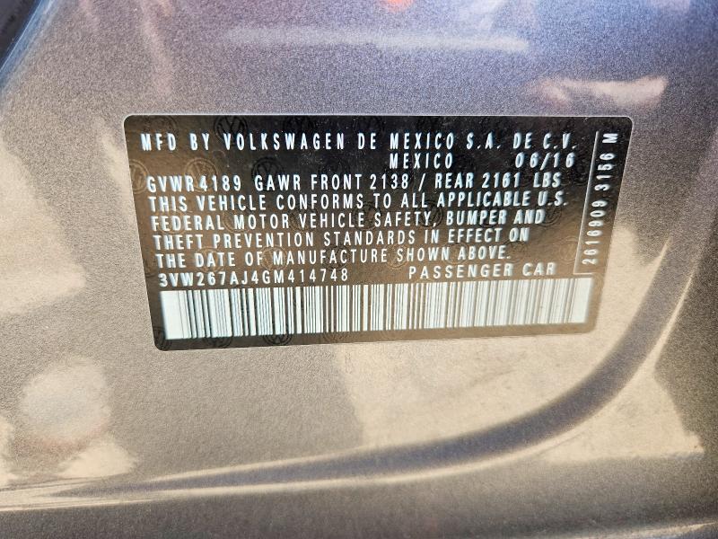 55467266 :رقم المزاد ، 3VW267AJ4GM414748 vin ، 2016 Volkswagen Jetta مزاد بيع