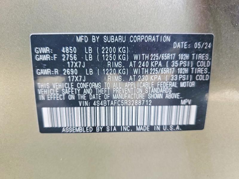 Aukcja sprzedaży 2024 Subaru Outback, vin: 4S4BTAFC5R3288712, numer aukcji: 56684656