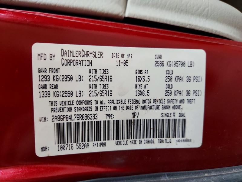 Продаж на аукціоні авто 2006 Chrysler Town & Country, vin: 2A8GP64L76R696333, номер лоту: 55749666
