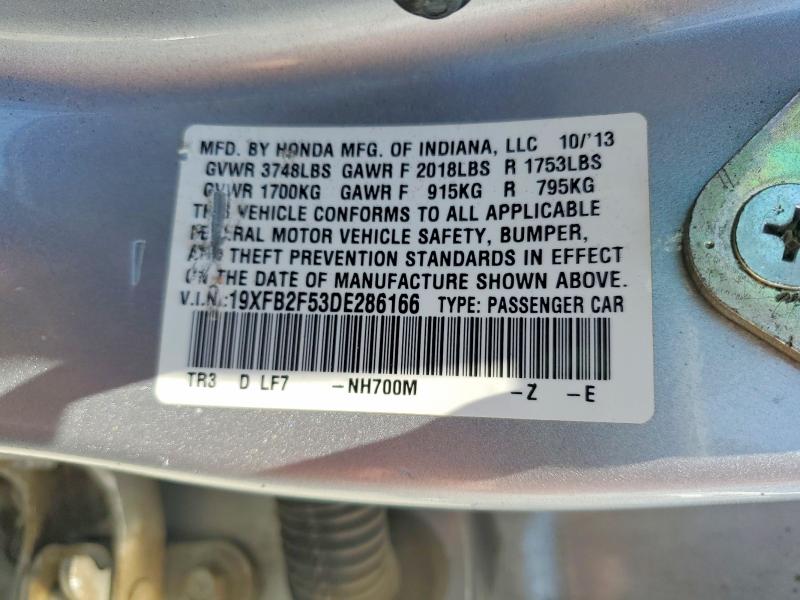 55578386 :رقم المزاد ، 19XFB2F53DE286166 vin ، 2013 Honda Civic مزاد بيع