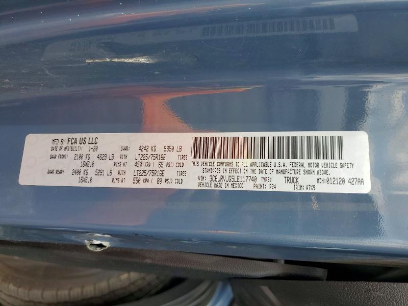 Aukcja sprzedaży 2020 Ram Promaster 3500, vin: 3C6URVJG5LE117740, numer aukcji: 56582066