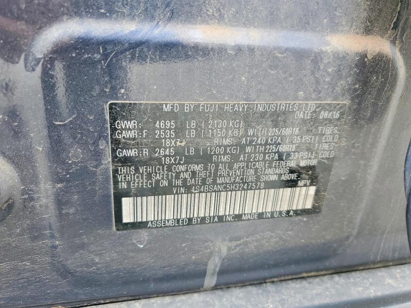 Aukcja sprzedaży 2017 Subaru Outback, vin: 4S4BSANC5H3247578, numer aukcji: 52936456