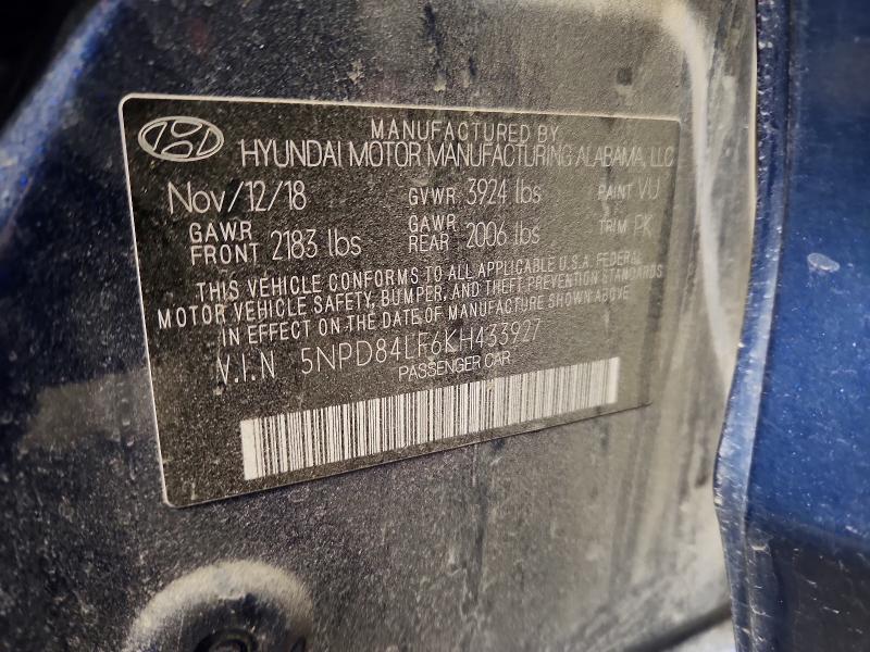 Auction sale of the 2019 Hyundai Elantra, vin: 5NPD84LF6KH433927, lot number: 58794516