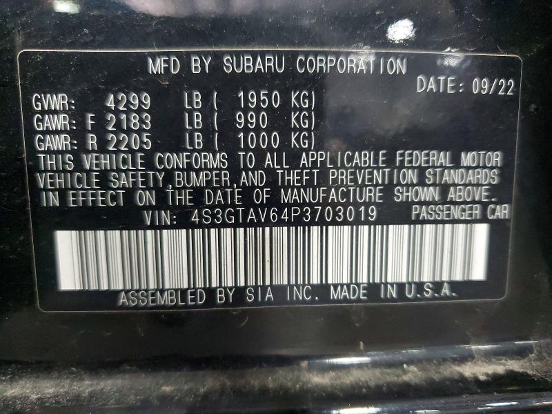 Продажа на аукционе авто 2023 Subaru Impreza, vin: 4S3GTAV64P3703019, номер лота: 55710116