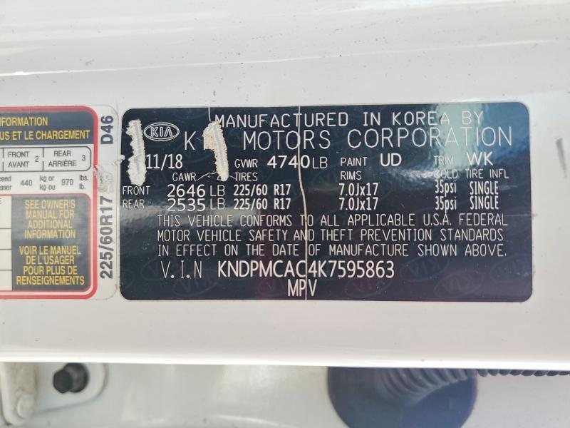 Продажа на аукционе авто 2019 Kia Sportage, vin: KNDPMCAC4K7595863, номер лота: 57427056