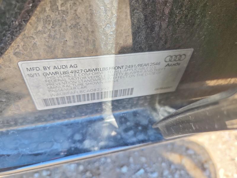 58066296 :رقم المزاد ، WAUBFAFL8CA082392 vin ، 2012 Audi A4 مزاد بيع