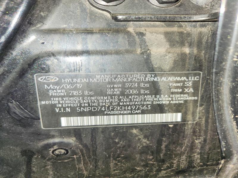 Продаж на аукціоні авто 2019 Hyundai Elantra, vin: 5NPD74LF2KH497563, номер лоту: 58743426