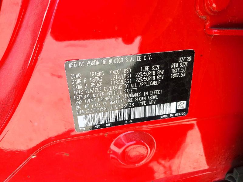 58923776 :رقم المزاد ، 3CZRU5H13LM706638 vin ، 2020 Honda Hr-v مزاد بيع