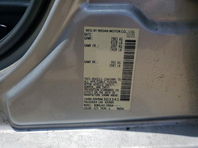 Aukcja sprzedaży 2022 Nissan Altima, vin: 1N4BL4DV9NN303341, numer aukcji: 58983446