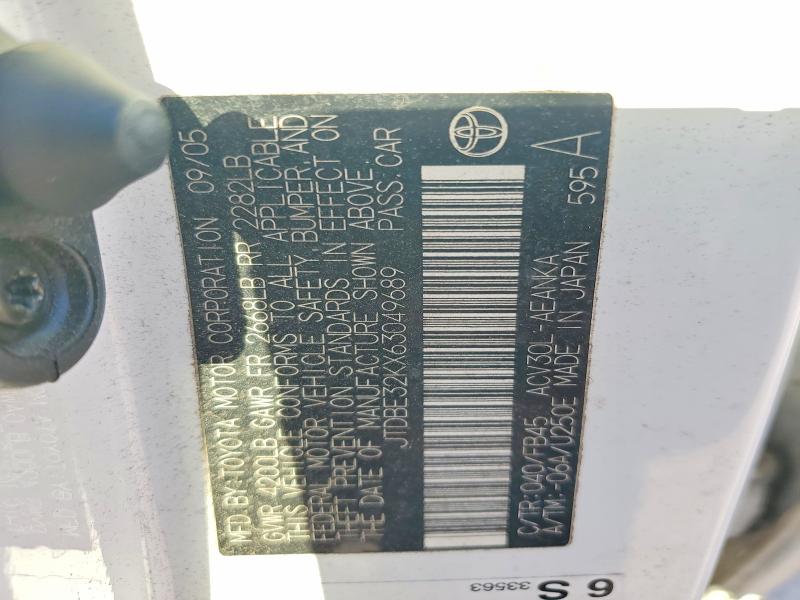 2006 Toyota Camry მანქანა იყიდება აუქციონზე, vin: JTDBE32KX63049689, აუქციონის ნომერი: 56837006