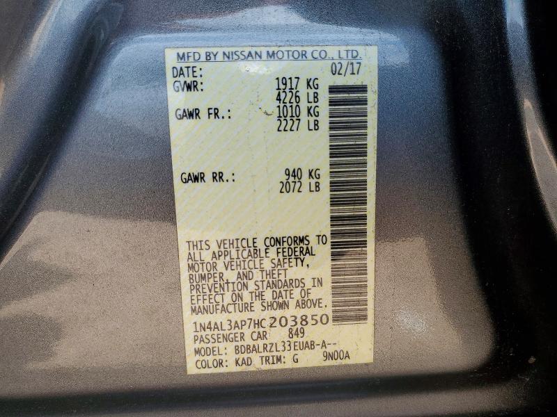 Продажа на аукционе авто 2017 Nissan Altima, vin: 1N4AL3AP7HC203850, номер лота: 55773406