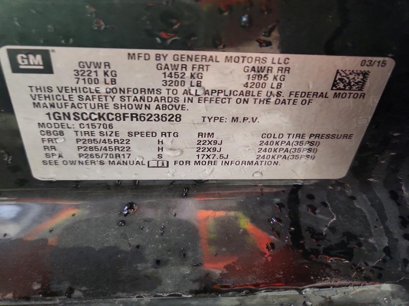 Продаж на аукціоні авто 2015 Chevrolet Tahoe, vin: 1GNSCCKC8FR623628, номер лоту: 57605266