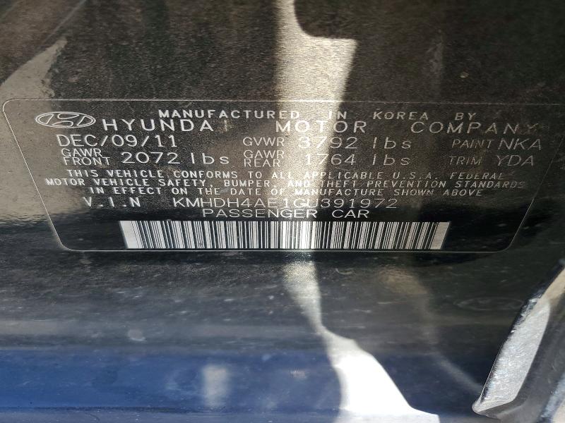 Aukcja sprzedaży 2012 Hyundai Elantra, vin: KMHDH4AE1CU391972, numer aukcji: 58432526