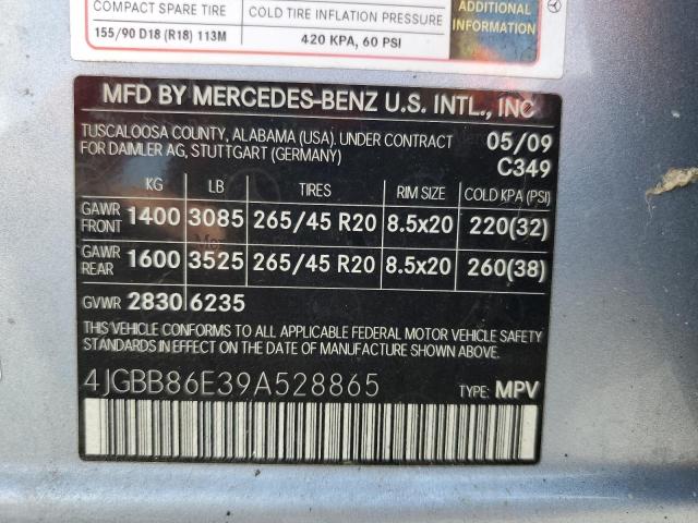 Продажа на аукционе авто 2009 Mercedes-benz Ml, vin: 4JGBB86E39A528865, номер лота: 55376376