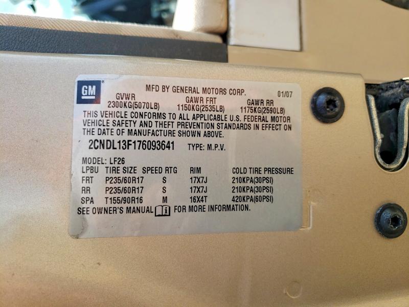 Продажа на аукционе авто 2007 Chevrolet Equinox, vin: 2CNDL13F176093641, номер лота: 58013476