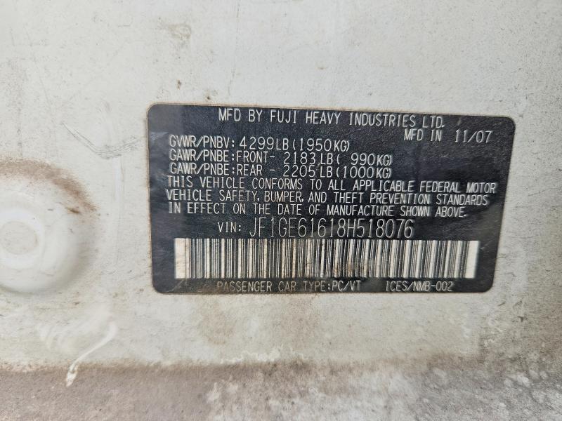 Продажа на аукционе авто 2008 Subaru Impreza, vin: JF1GE61618H518076, номер лота: 55405456
