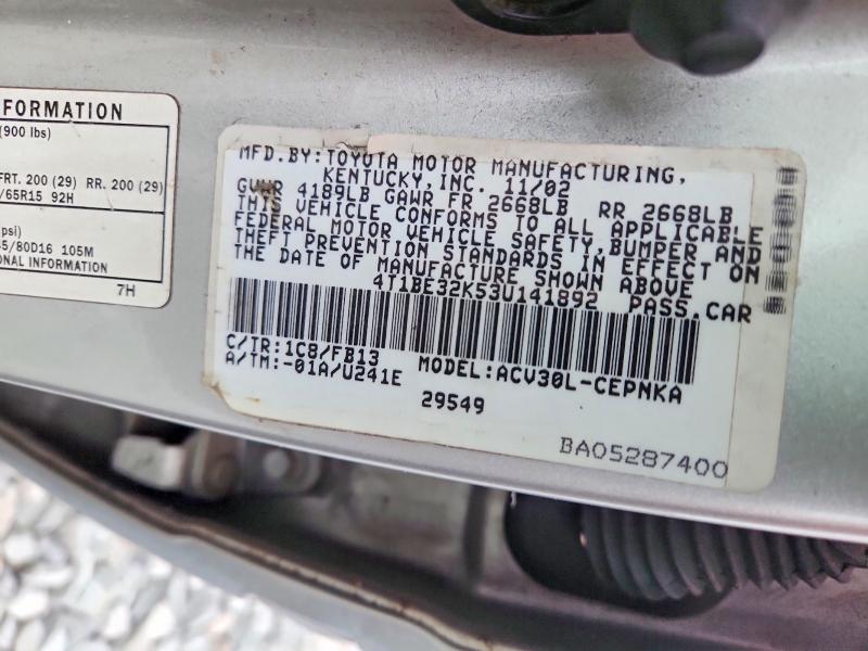 Aukcja sprzedaży 2003 Toyota Camry, vin: 4T1BE32K53U141892, numer aukcji: 56770126