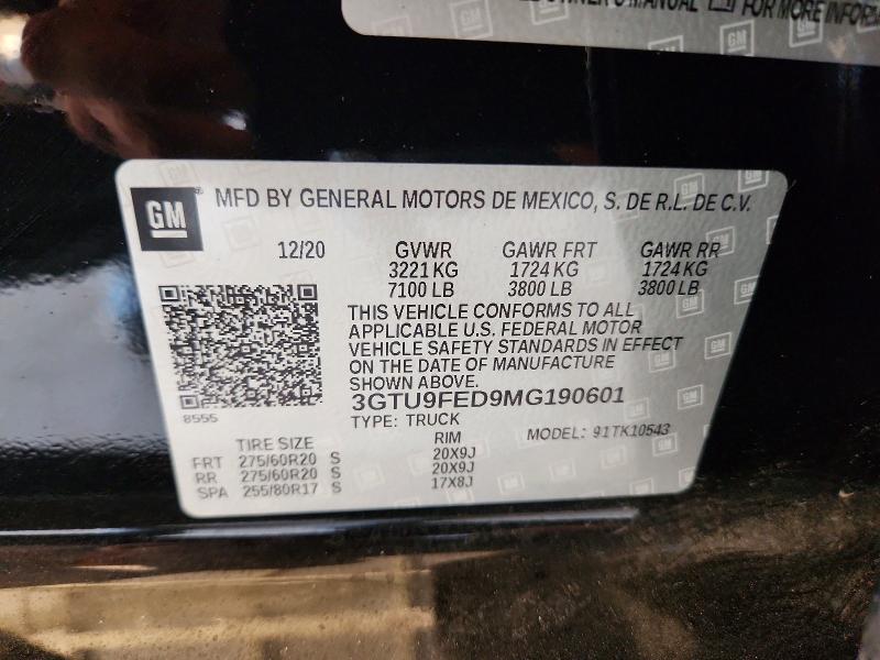 56142056 :رقم المزاد ، 3GTU9FED9MG190601 vin ، 2021 Gmc Sierra مزاد بيع