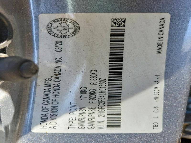 Продаж на аукціоні авто 2020 Honda Civic, vin: 2HGFC2F54LH016607, номер лоту: 55864686