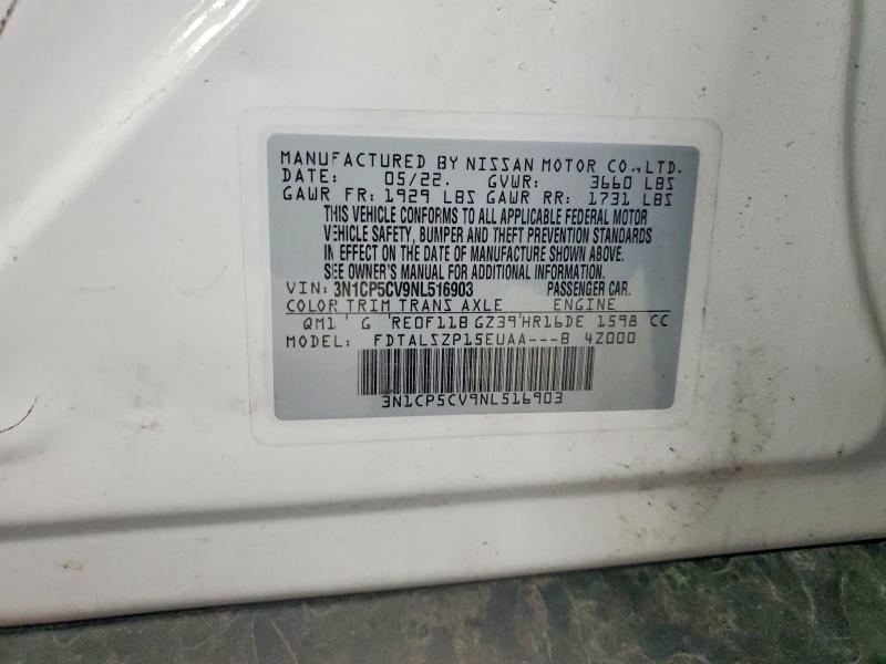 Aukcja sprzedaży 2022 Nissan Kicks, vin: 3N1CP5CV9NL516903, numer aukcji: 53851416