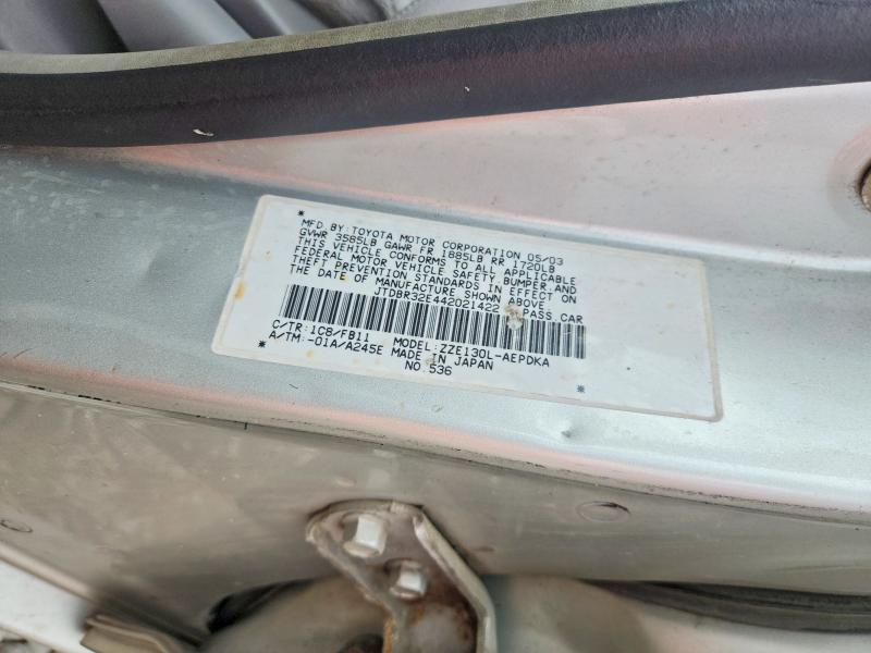 2004 Toyota Corolla მანქანა იყიდება აუქციონზე, vin: JTDBR32E442021422, აუქციონის ნომერი: 57303346