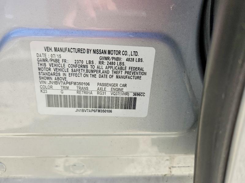 56693956 :رقم المزاد ، JN1BV7AP6FM350106 vin ، 2015 Infiniti Q50 مزاد بيع