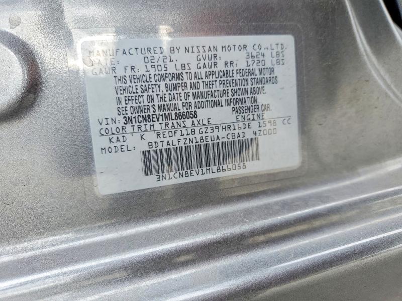 Aukcja sprzedaży 2021 Nissan Versa, vin: 3N1CN8EV1ML866058, numer aukcji: 57632186