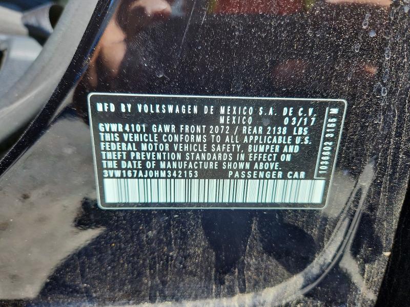55988736 :رقم المزاد ، 3VW167AJ0HM342153 vin ، 2017 Volkswagen Jetta مزاد بيع