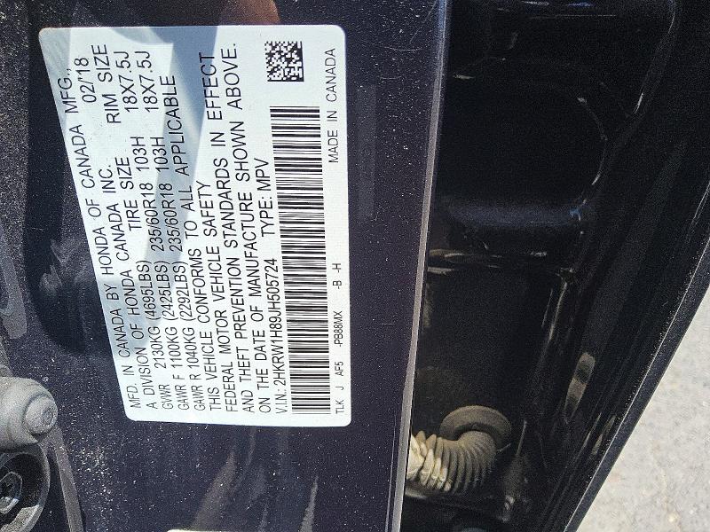 55726366 :رقم المزاد ، 2HKRW1H89JH505724 vin ، 2018 Honda Cr-v مزاد بيع