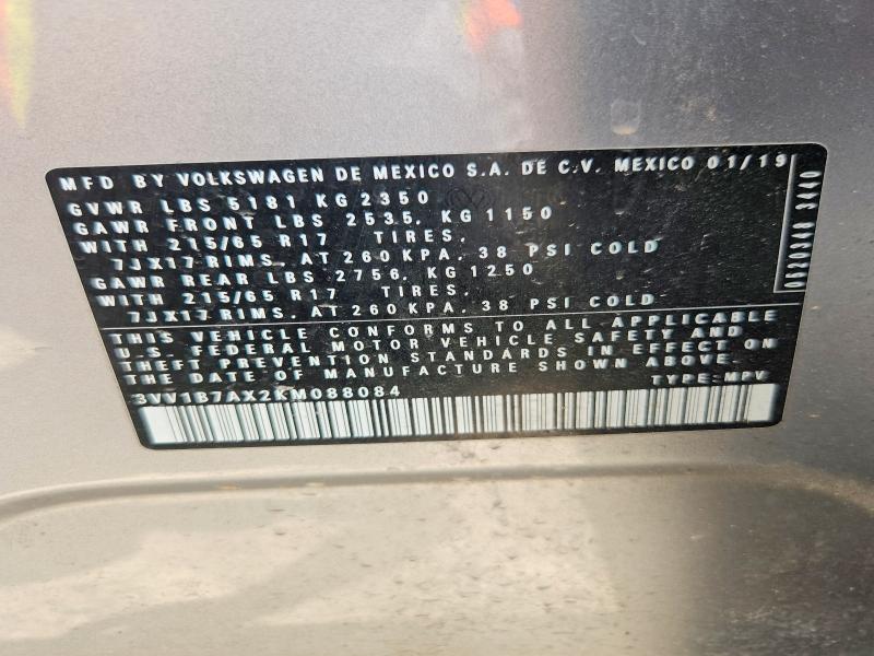58398316 :رقم المزاد ، 3VV1B7AX2KM088084 vin ، 2019 Volkswagen Tiguan مزاد بيع