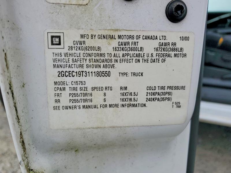 58462066 :رقم المزاد ، 2GCEC19T311180550 vin ، 2001 Chevrolet Silverado مزاد بيع