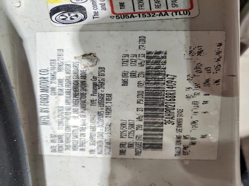 2008 Ford Fusion მანქანა იყიდება აუქციონზე, vin: 3FAHP02168R140947, აუქციონის ნომერი: 58225756