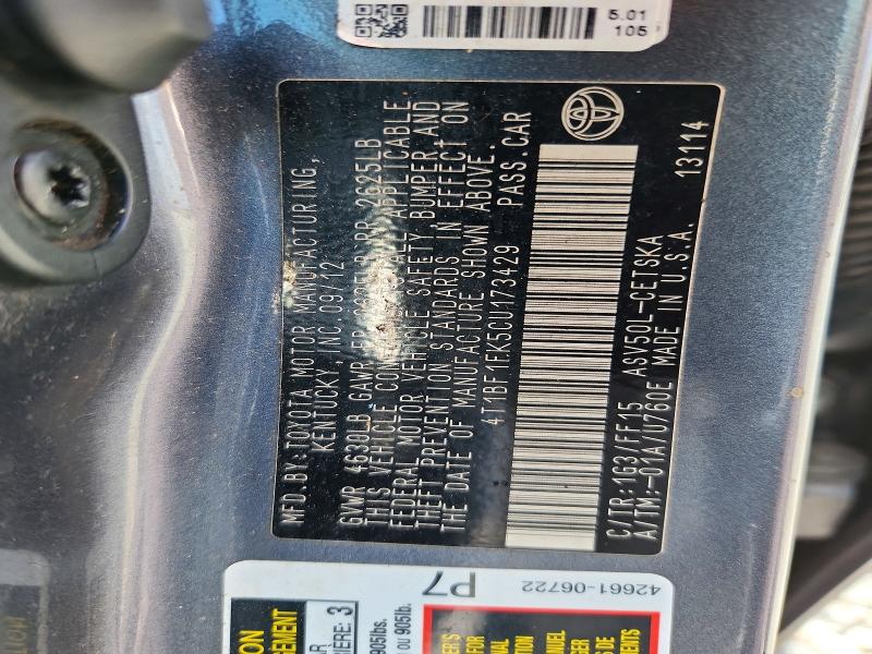Продаж на аукціоні авто 2012 Toyota Camry, vin: 4T1BF1FK5CU173429, номер лоту: 55326196