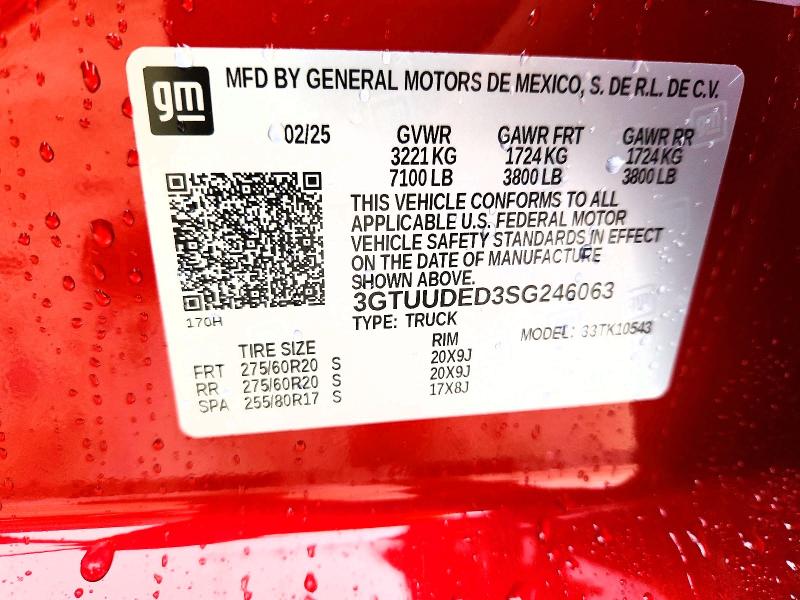 57347376 :رقم المزاد ، 3GTUUDED3SG246063 vin ، 2025 Gmc Sierra مزاد بيع