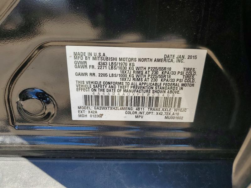 Aukcja sprzedaży 2015 Mitsubishi Outlander Sport, vin: 4A4AR4AUXFE023468, numer aukcji: 54960256