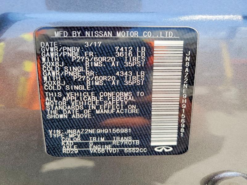 Продажа на аукционе авто 2017 Infiniti Qx80, vin: JN8AZ2NE9H9156981, номер лота: 58221366
